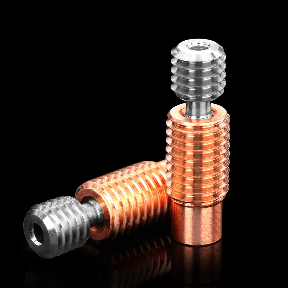 3DSWAY 3D Printer Parts Titanium Alloy Bimetal Heatbreak Red Copper Thread Throat M6 Thread V6 Hotend Heater Block Nozzle 1.75MM