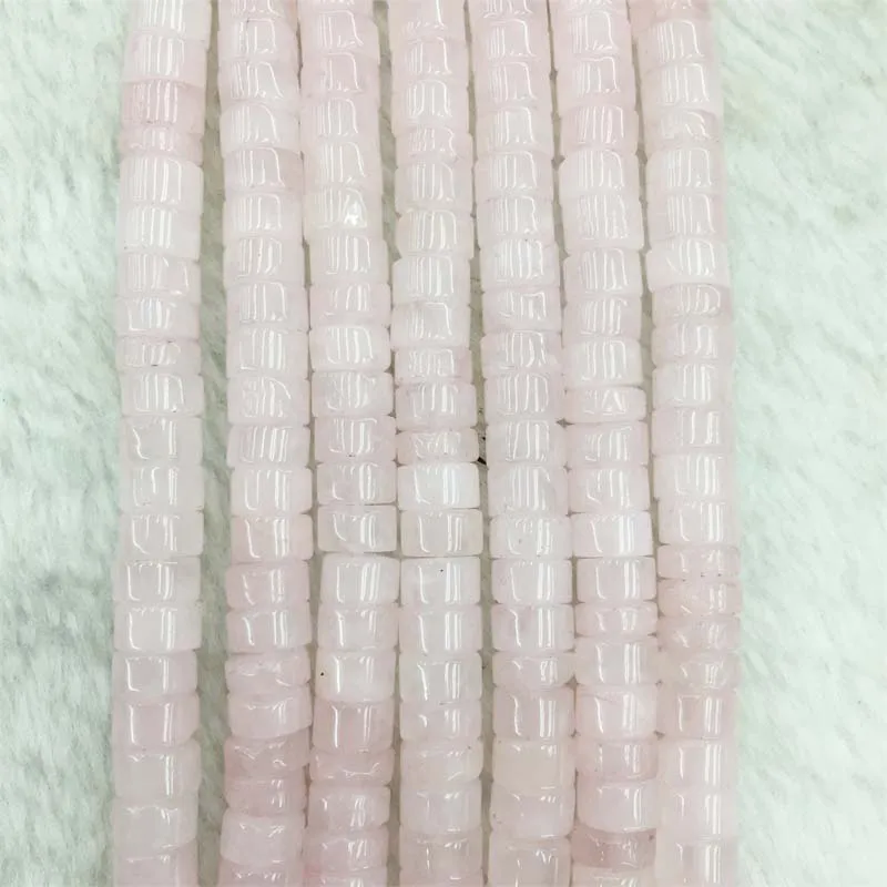 3*6MM Pink Quartz Jade Heishi Gemstone Flat Round Loose Natural Stone Beads For Jewelry Making DIY Craft