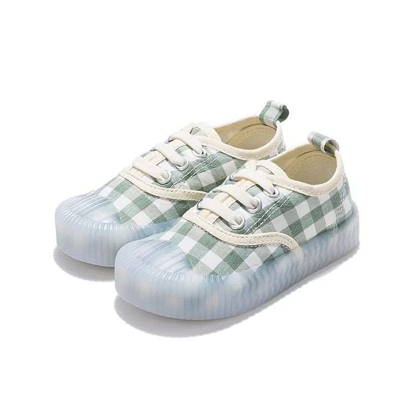 Boys and Girls Canvas Shoes 2022 New Children Lattice Canvas Shoes Biscuit Shoes Soft Breathable Cloth Shoes Four Seasons Hot