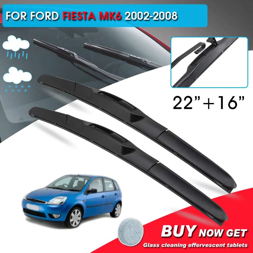 

BROSHOO Car Front Window Windshield Wipers Blade For Ford FIESTA MK6 22"+16" LHD&RHD Car Model Year 2002-2008 Auto Accessories