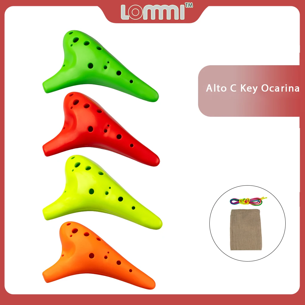 

LOMMI 12 Holes Plastic Resin Ocarina Flute Alto C Key Anti-Broken Children Beginner Ocarina Child Gift Tuning Ocarina Multicolor