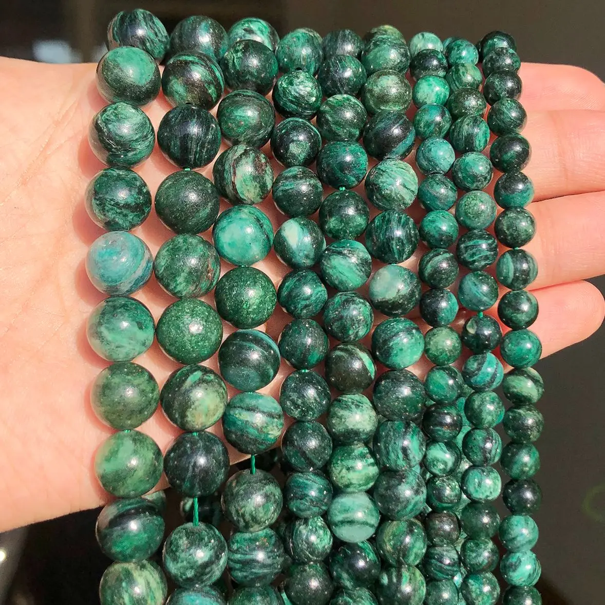 Emeralds 6/8/10mm Natural Stone Beads Dark Green Loose Spacer Beads for Jewelry Making DIY Handmade Bracelet Necklace Accessory