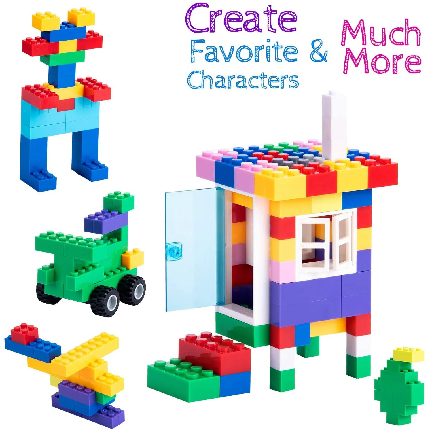 250-1800PCS Classic Building Blocks Compatible With All Major Brands DIY Colorful Bulk Bricks Model Figures For Boys Girls Kids