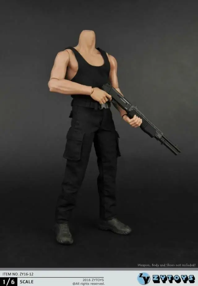 1/6 Black Vest Combat Pants 1:6 Scale ZYTOYS ZY16-12 Clothes Fit 12\'\' Male Action Figure Body