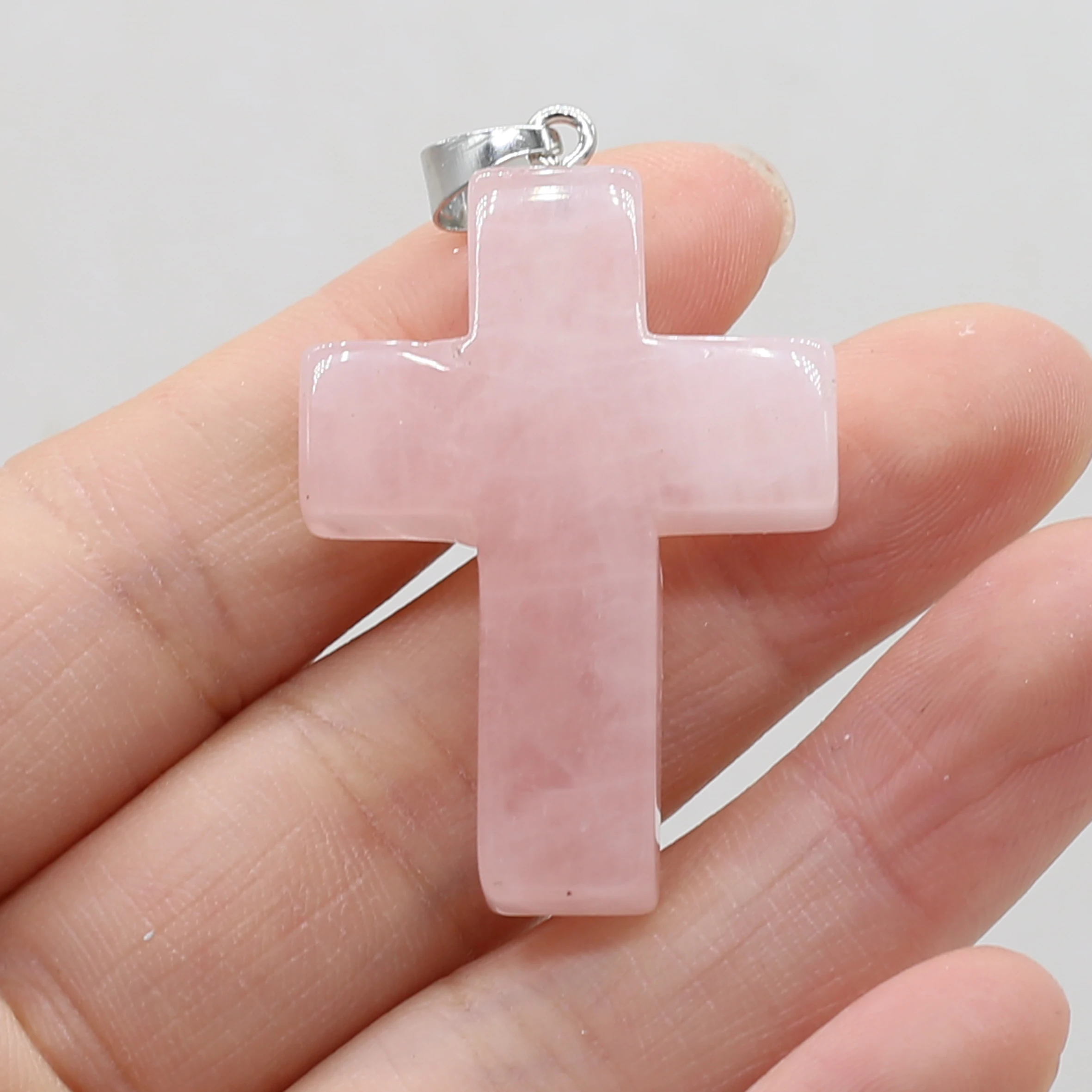 1pcs Natural Cross Shape Rose Quartzs Sodalite Stone Charm Pendant for Jewelry Making DIY Necklaces Earring Size 28x45mm