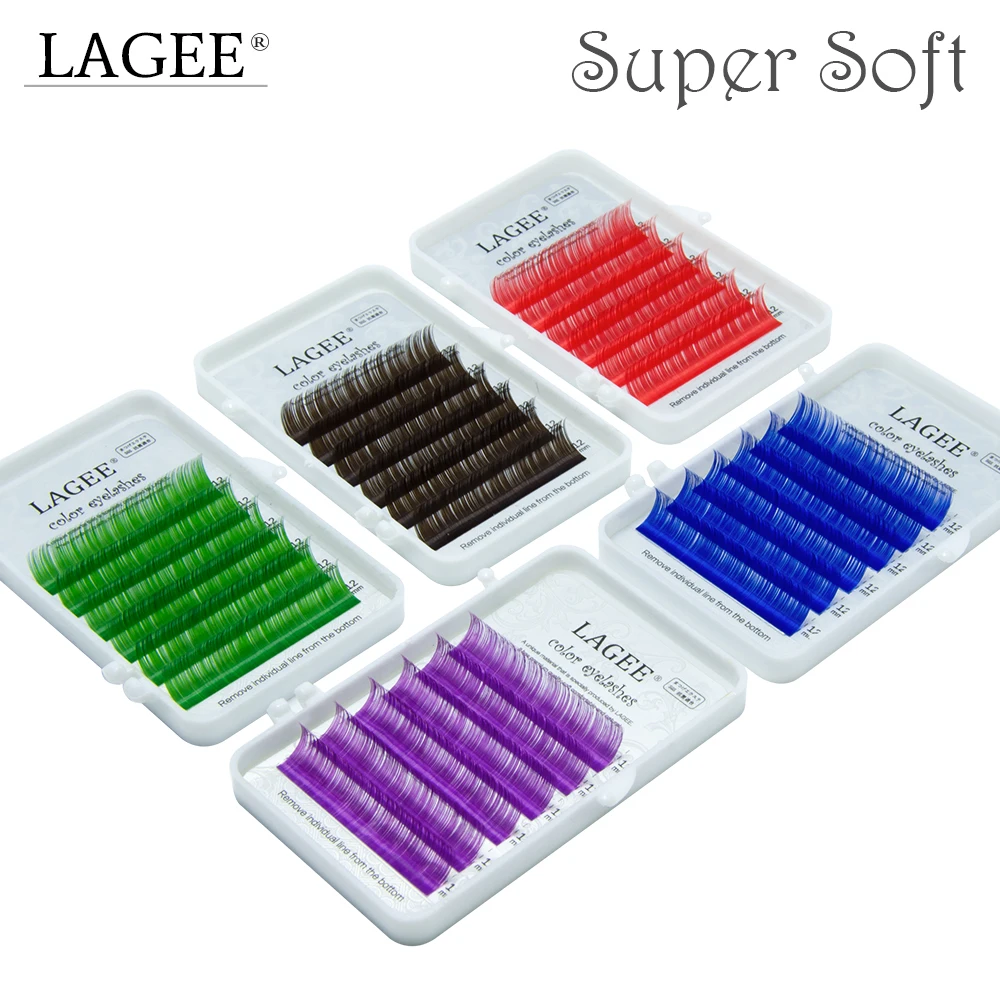 LAGEE Eyelash Extension Purple Blue Brown Color Lashes Individual Premium Mink Soft Volume Colorful Eyelashes for Nagaraku Line