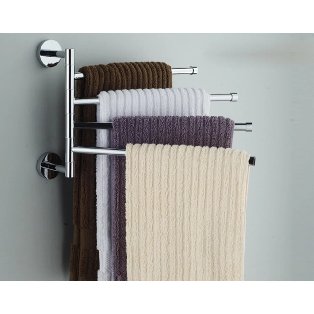 Two-bar Three-bar and Four-bar Bathroom Hardware Stainless Steel Towel Rack Rotary Movable Towel Rack