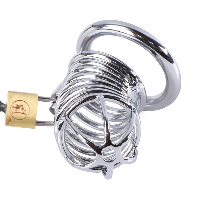 Chastity Cage Male Sex Toys Chastity Device Cock Cage with 40/45/50mm Rings Brass Lock Erotic Urethral Lock Penis Ring Cock Belt