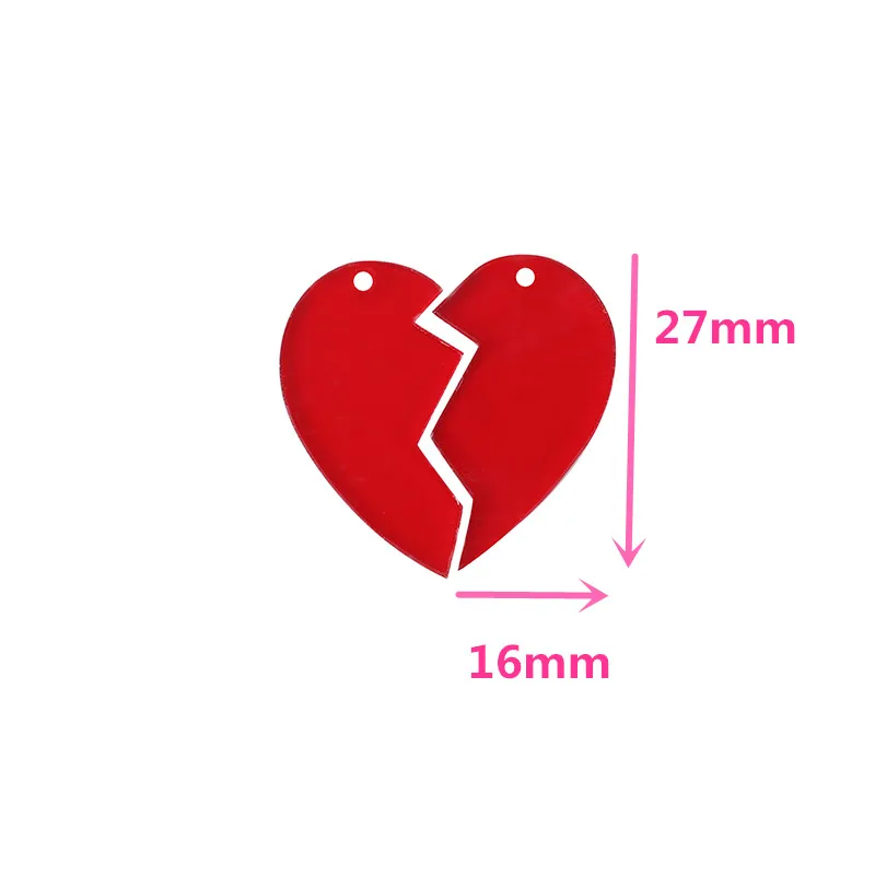 5Pairs Broken Heart Acrylic Charms Fashion Punk Pendant for Earrings Keychain Diy Necklace Woman Jewerly