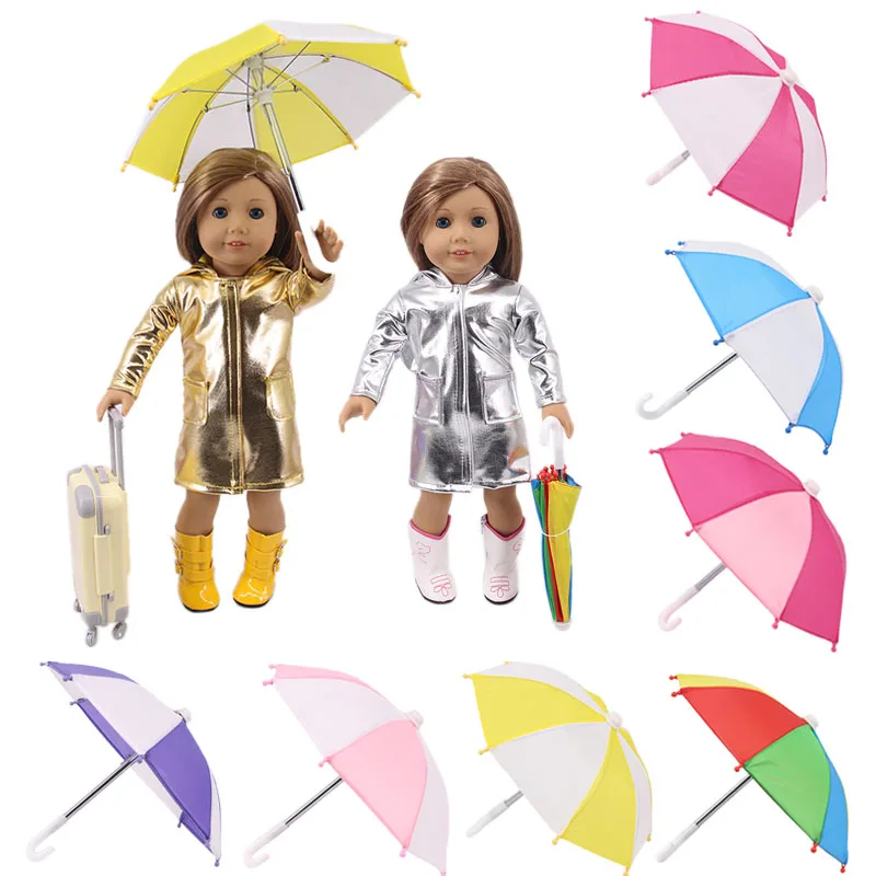 Doll Umbrella Accessories Rainbow Colors Mini Umbrella Fit 18 Inch American Doll & 43 Cm Baby New  Born Doll Girl`s Birthday Toy