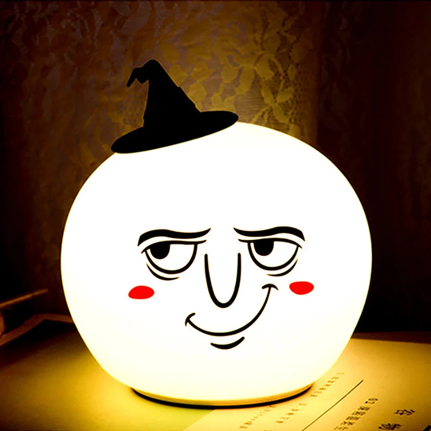 Luz Nocturna LED para niños y bebés, lámpara de mesita de noche de Halloween, Control de grifo, linterna de silicona Multicolor, Luz Portátil