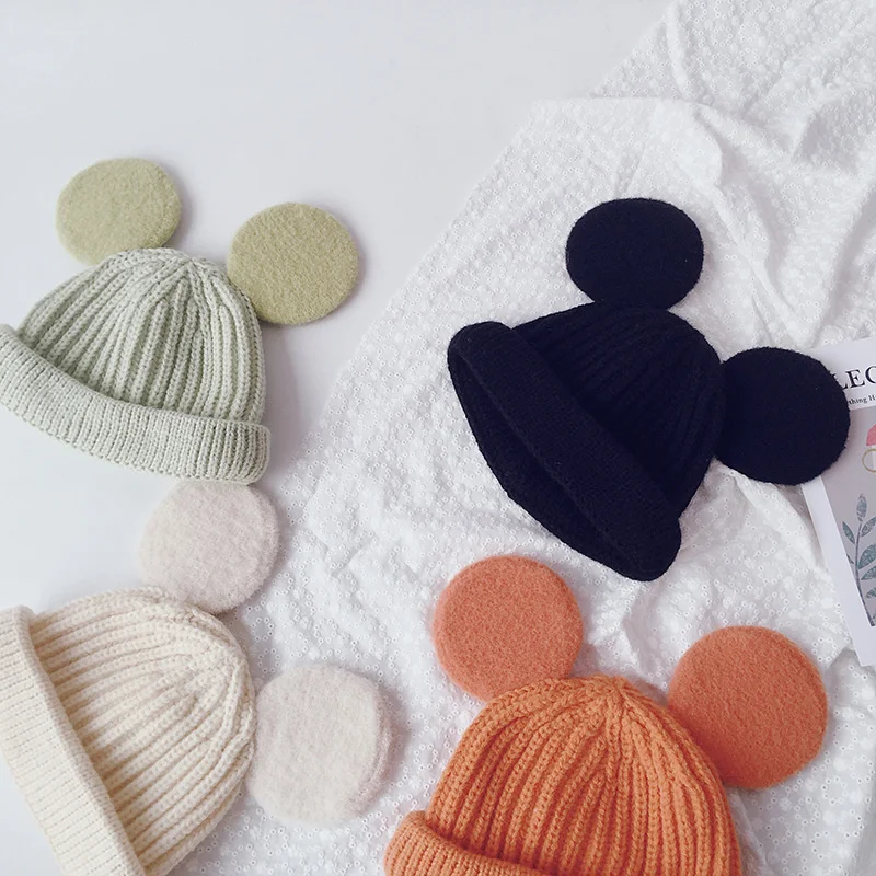 Children's hat Korean caWinter Mouse Ear Beanie Hat children Knit Hats For Women Beanies Caps Cute Woolen Boy Girl Knitted Cap