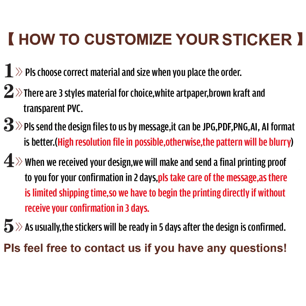 100Customized logo Personalize Stickers Adhesive 