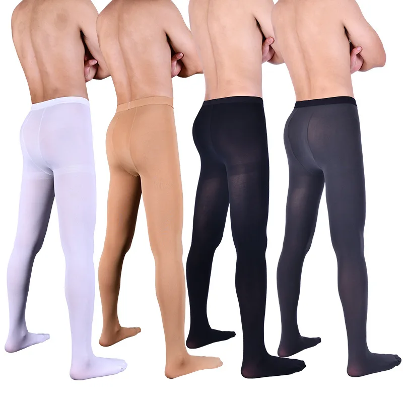 Mallas finas de terciopelo para hombre, Leggings abiertos de un solo maletero, color blanco, gris oscuro, gran tamaño, 60-90KG, 120D, primavera y