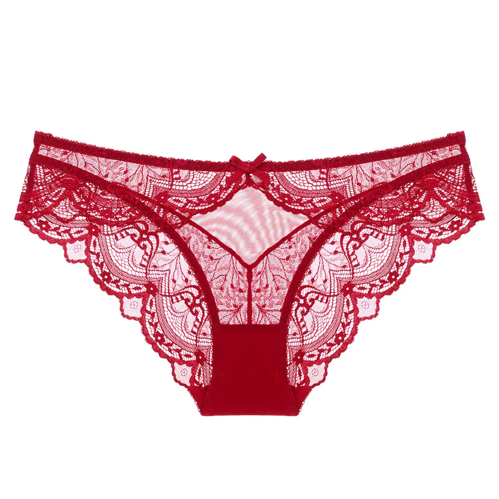 Women\'s Underwear Panties Ladies Female Hollow Out Lace Briefs Lingerie Women Low Waist Lingerie Cotton Crotch Size XXL