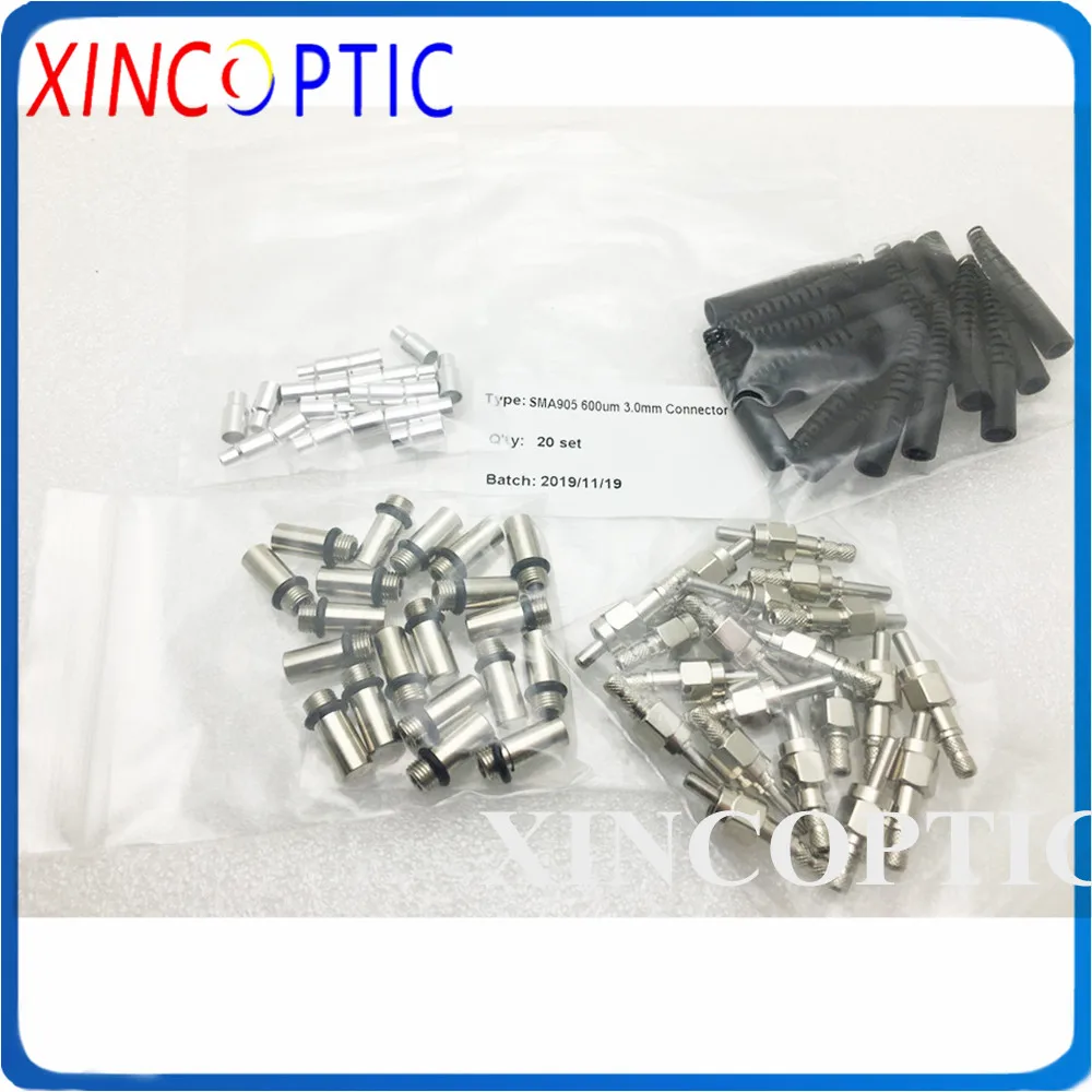 100Pcs SMA905 600um Round Type Hegxon Metal Ferrule Fiber Optic Connector Adaptor/Adapter with Metal Boot/Plastic Cap