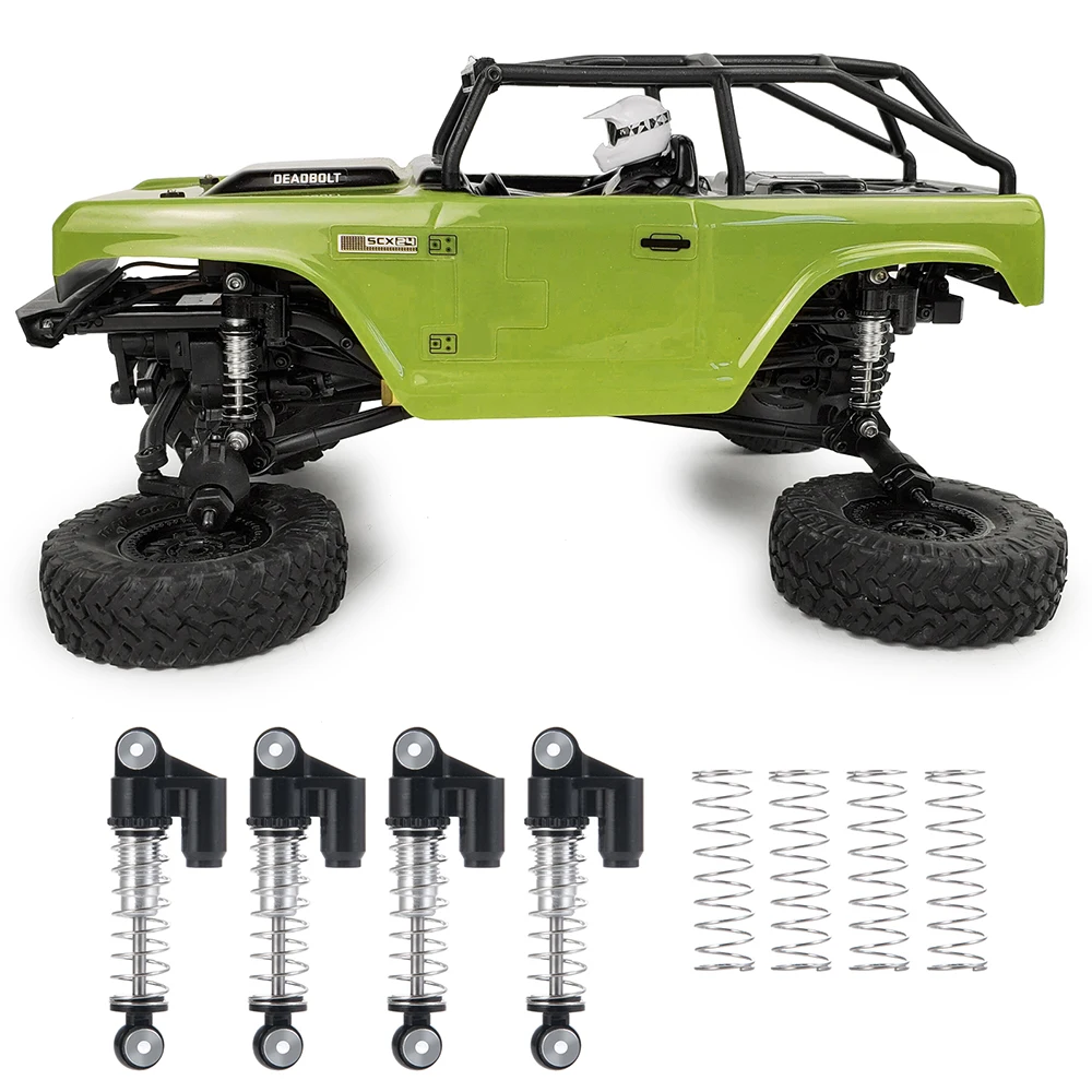 YEAHRUN-amortiguador de aluminio y Metal para coche teledirigido, 4 piezas, para 1/24 Axial SCX24 90081 AXI00001 AXI00002 004 005 006