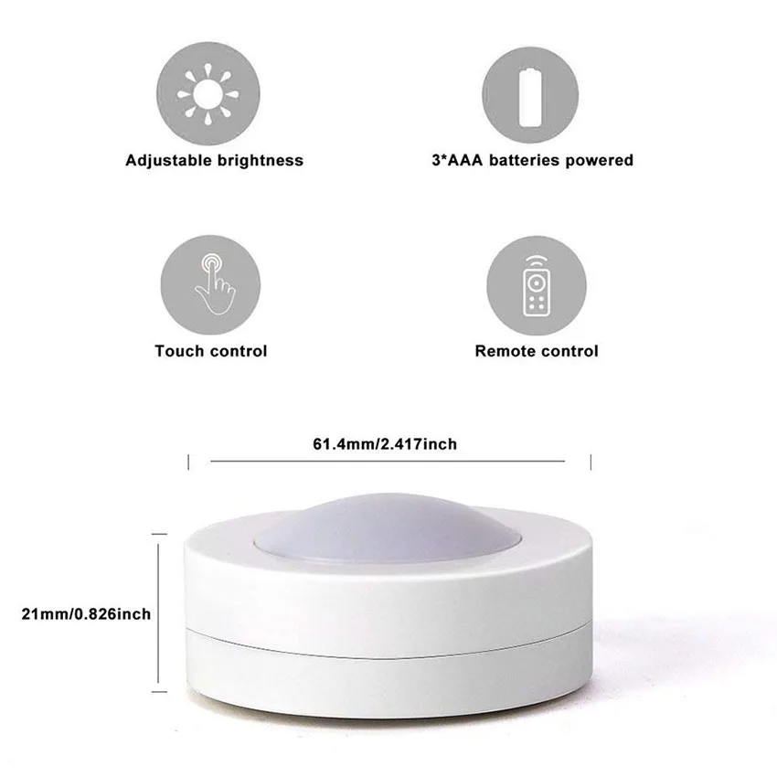 Imagem -04 - Luzes Inteligentes sem Fio com Controle Remoto Regulável Sensor de Toque Luz Noturna Led Armários de Cozinha Iluminação de Armário