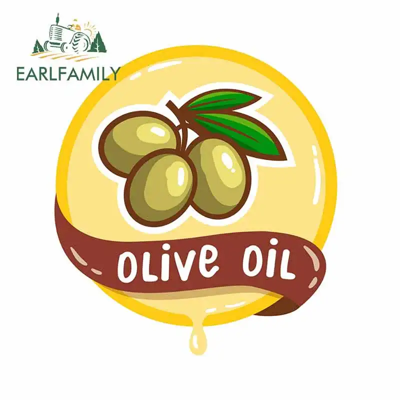 EARLFAMILY 13cm X 11.6cm for Olive Oil Logo Natural Product Emblem Car Stickers Vinyl Material Scratch-proof Waterproof Decal