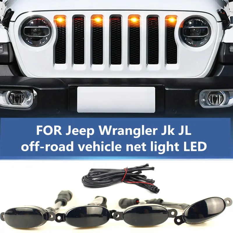 

Car light modification FOR Jeep Wrangler Jk JL front grille atmosphere light LED Wrangler decorative light daytime running light