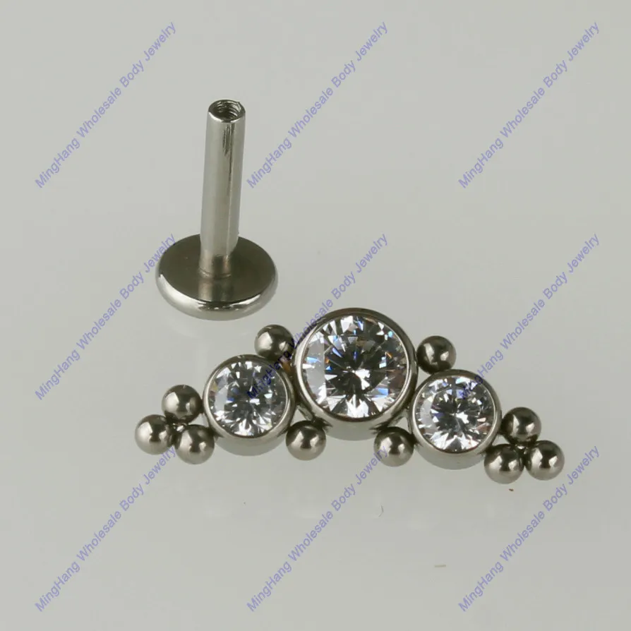 

1Pcs 316L Surgical Steel Internally Threaded Labret Lip Ring 16g Ear Cartilage Helix Tragus Stud Piercing Body Jewelry