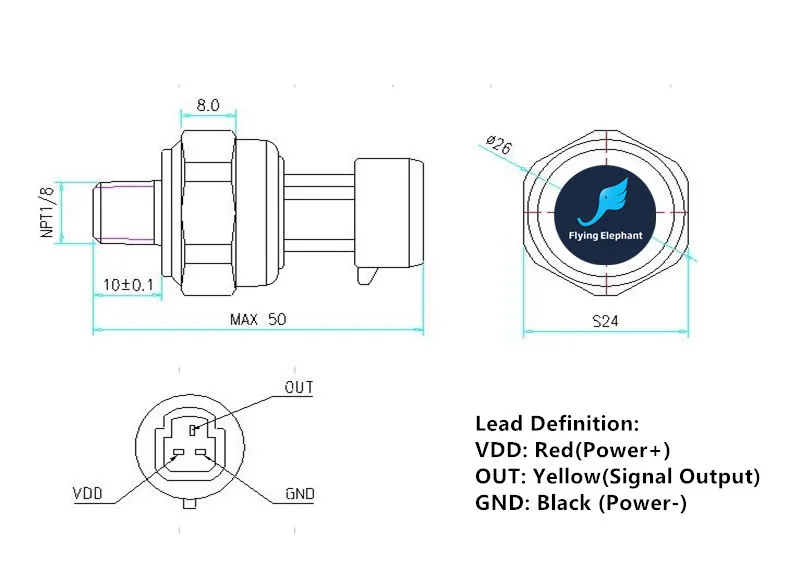 Pressure Sensor Hydraulic Pressure Transmitter Air compressor 60PSI~500PSI NPT1/8\'\' OR NPT1/4\'\' Thread