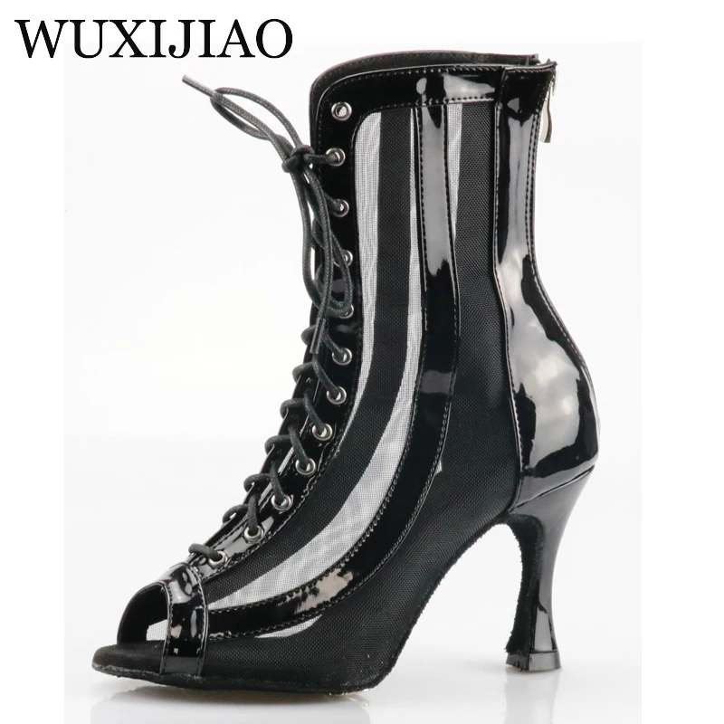 WUXIJIAO high boots Latin dance shoes ladies high heels silver gold black three-color comfortable salsa shoes party sandals