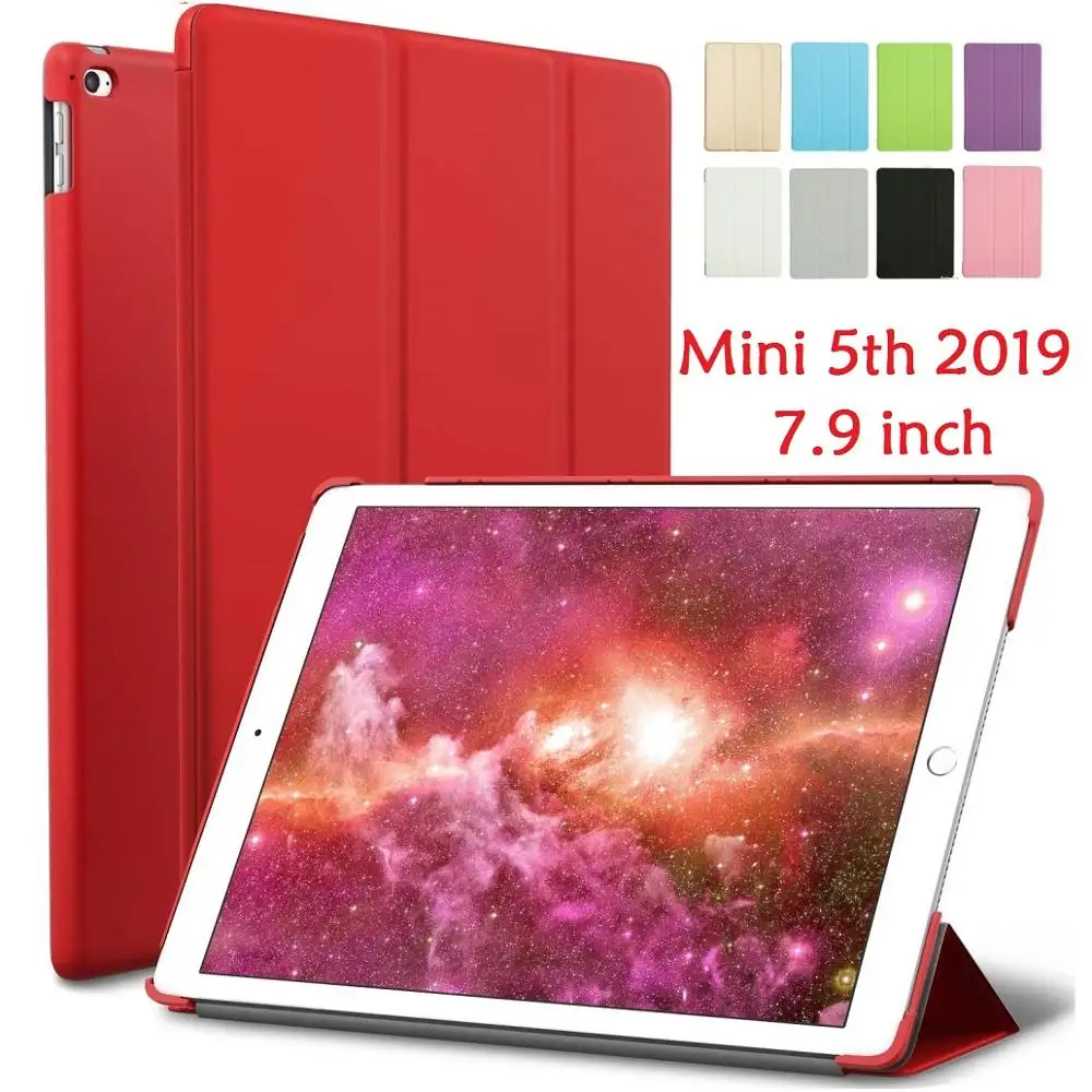 7.9'' Folio Coque for iPad mini 5th 2019 Case Flip Stand A2133 A2124 Hard PVC Transparent Cover for iPad mini 2019 mini 5 Cover