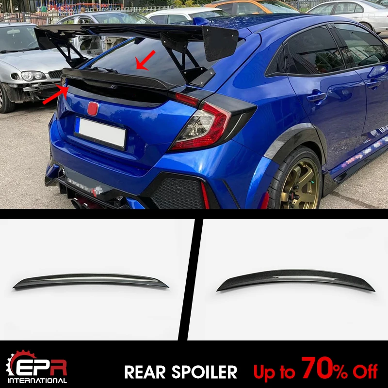 For Honda Civic FK7 FK8 5 Door Hatch back HK Style Carbon Glossy Finished Black Rear spoiler Wing Accessories