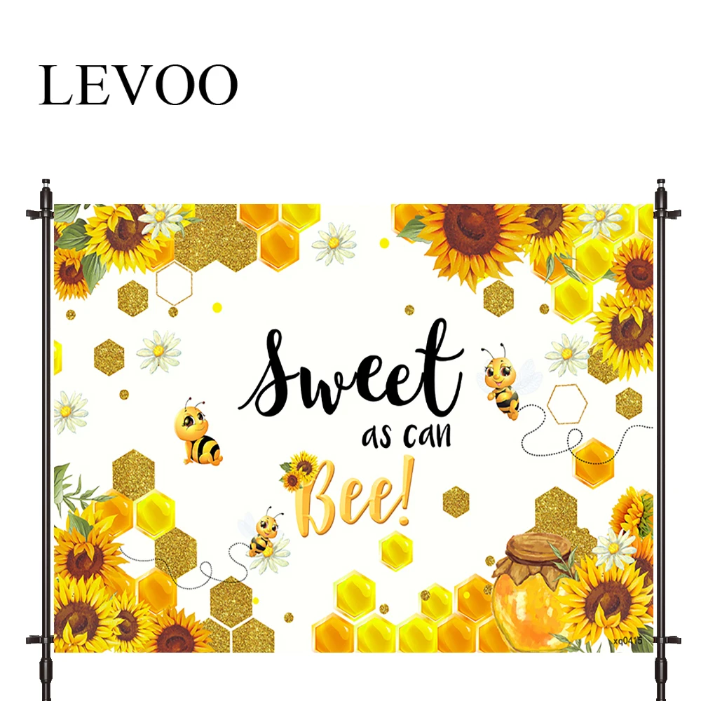 

LEVOO Background For Photo Studio Diamond Bee Golden Sunflower Birthday Photocall Photobooth Decor Studio Custom Shoot Prop