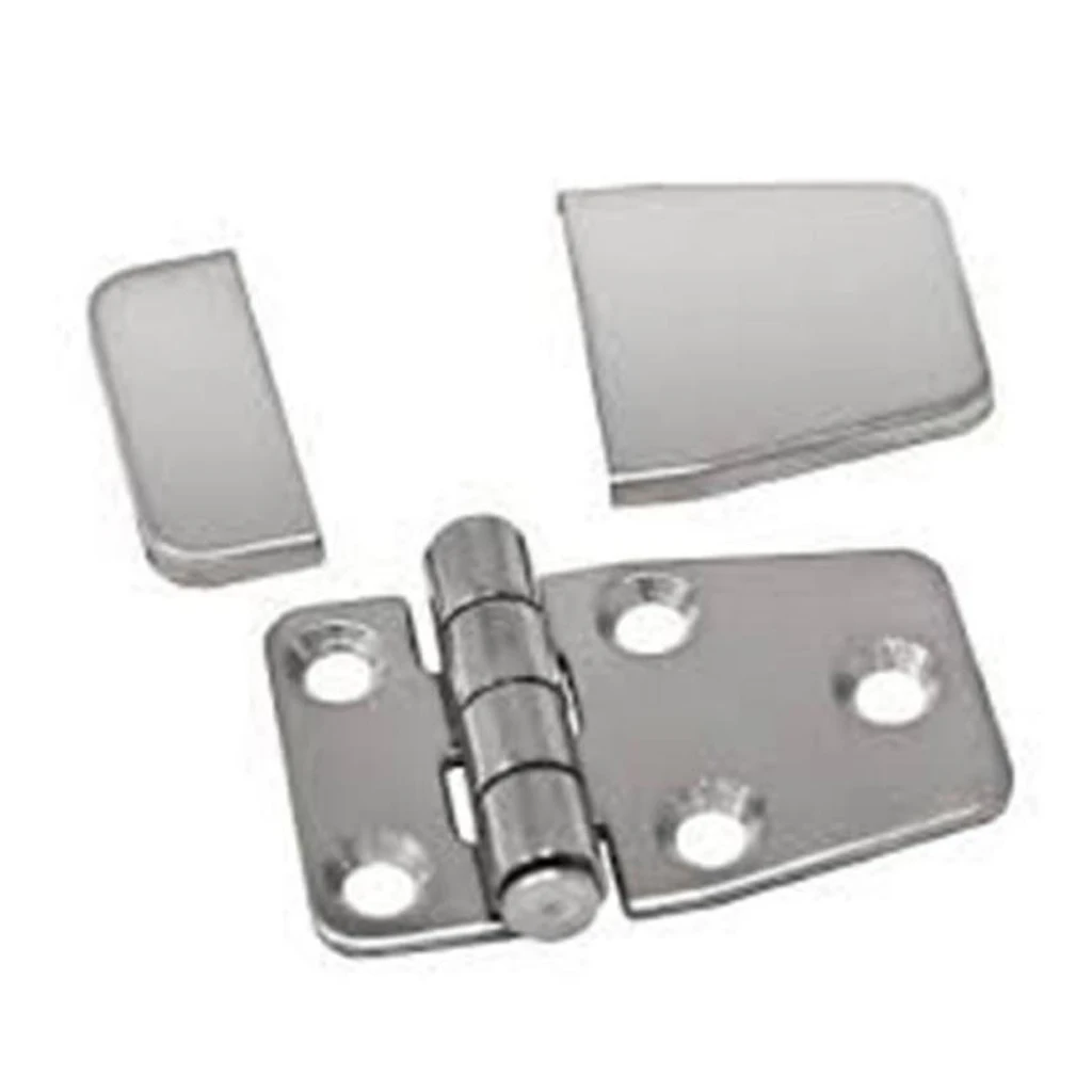 304 Stainless Steel Marine Boat RV Cabin Door Strap Hinge with Cover, Cabinet Hardware Flush Mount Folding Hinges Cleats Chocks