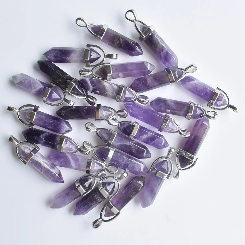 Fahsion bestselling Natural stone Charms Hexagonal healing Reiki Point pendants for jewelry making 24pcs/lot Wholesale free