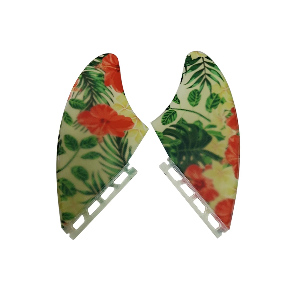 New Arrival Fiberglass Twin fins Single Tabs Keel fins side fin surf fins 2pcs per set  Polished flower pattern Keel Fin