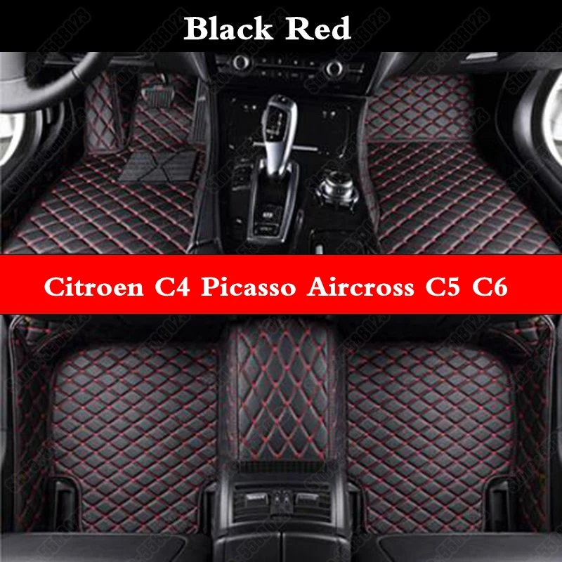 Personalized Floor Mats for Cars Citroen C4 Picasso Aircross C5 C6 Customized Leather Best Cargo Foot Pads Auto Carpet Mat Rugs