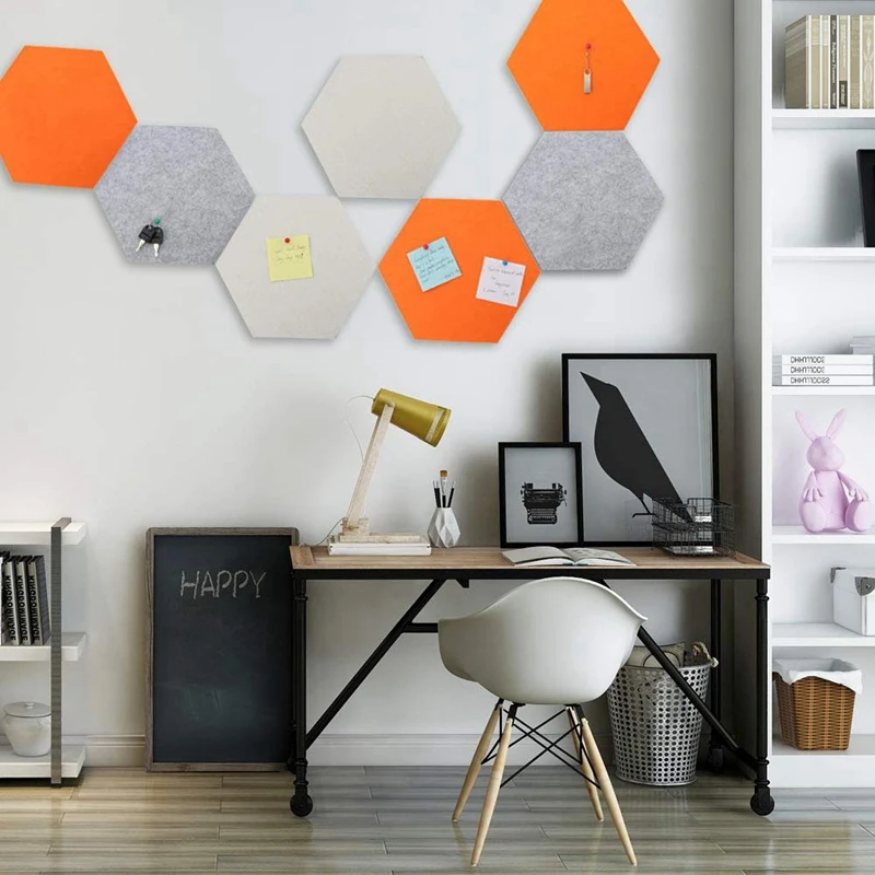 GTBL 5Pcs/Set Hexagon Felt Board Hexagonal Felt Wall Sticker Multifunction 3D Decorative Home Message Board Self-Adhesive Kids R