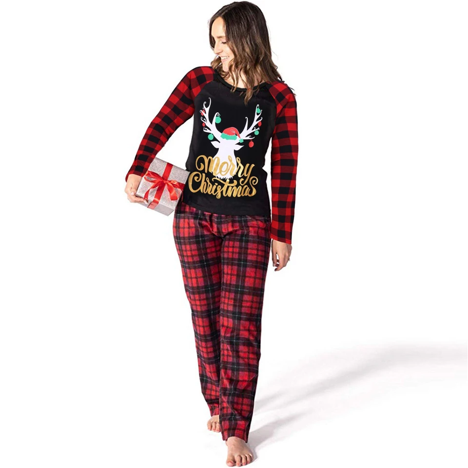 Family Christmas Pajamas 2021 Xmas Family Matching Nightwear  Adult Kid Women T Shirt+Pants Family Christmas Sleepwear Clothes