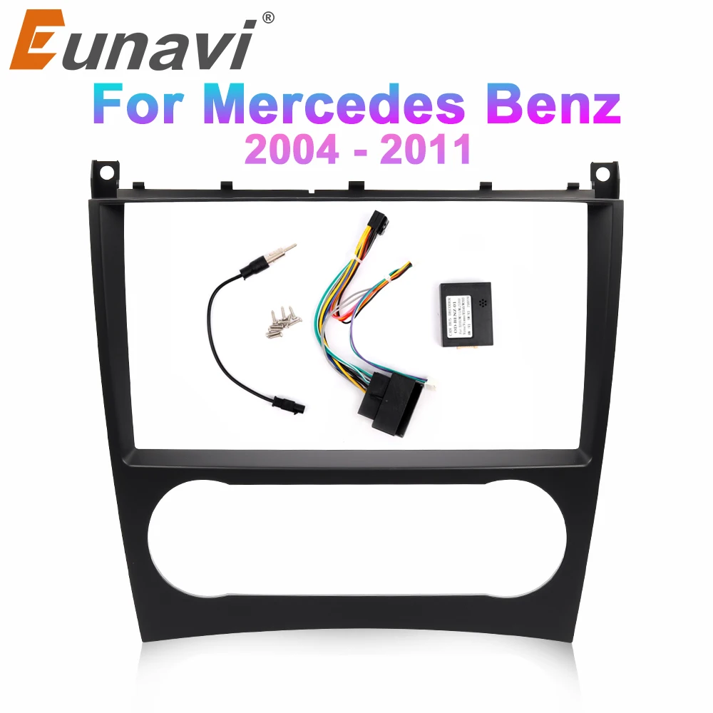 

Eunavi 9-inch 2din car dashboard frame for Mercedes Benze C class 2004-2011 car radio stereo player trim kit audio panel kit