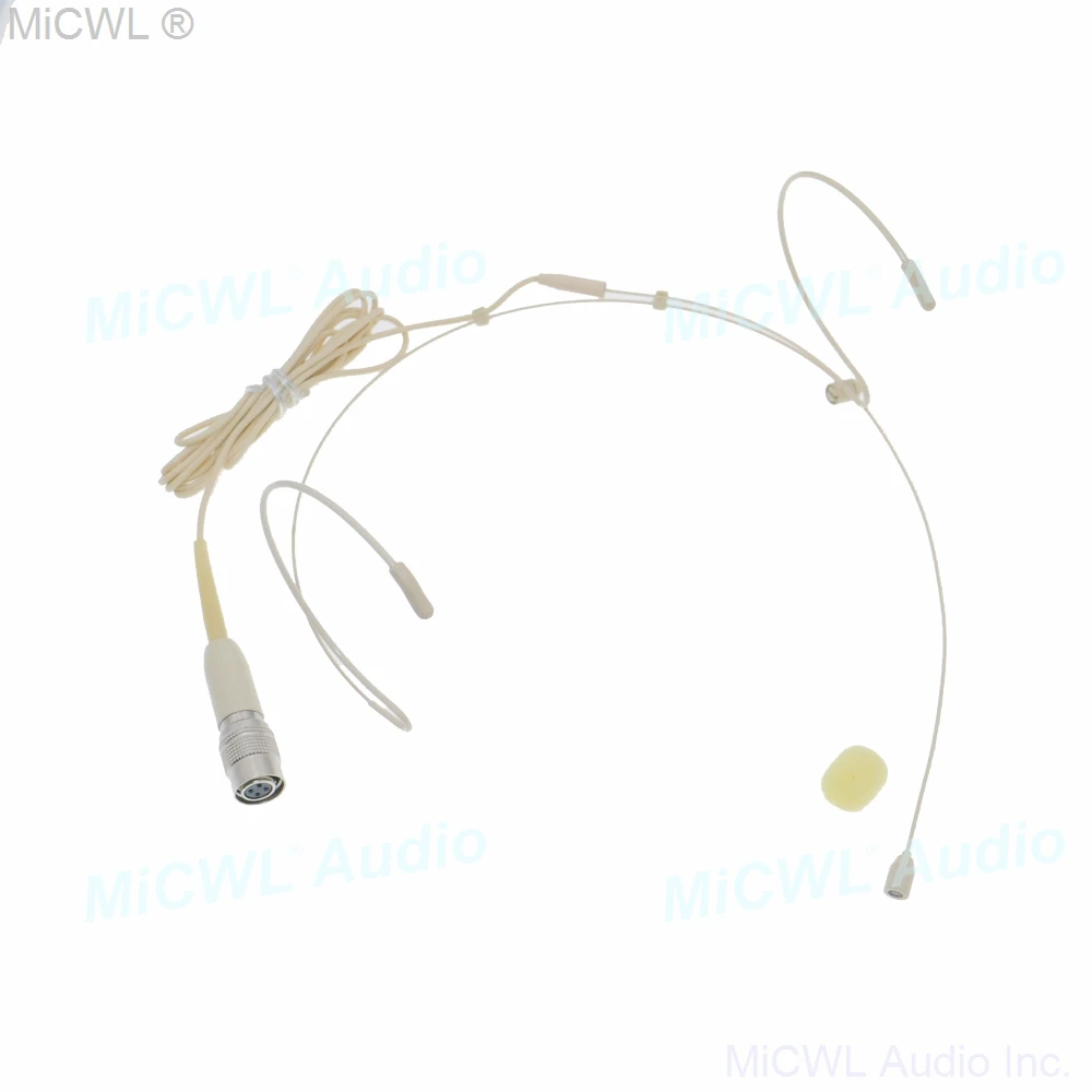 Skin Color Double Ear Hook  Headset Microphone for Audio-Technica Wireless Hirose 4Pin Plug Head Mic