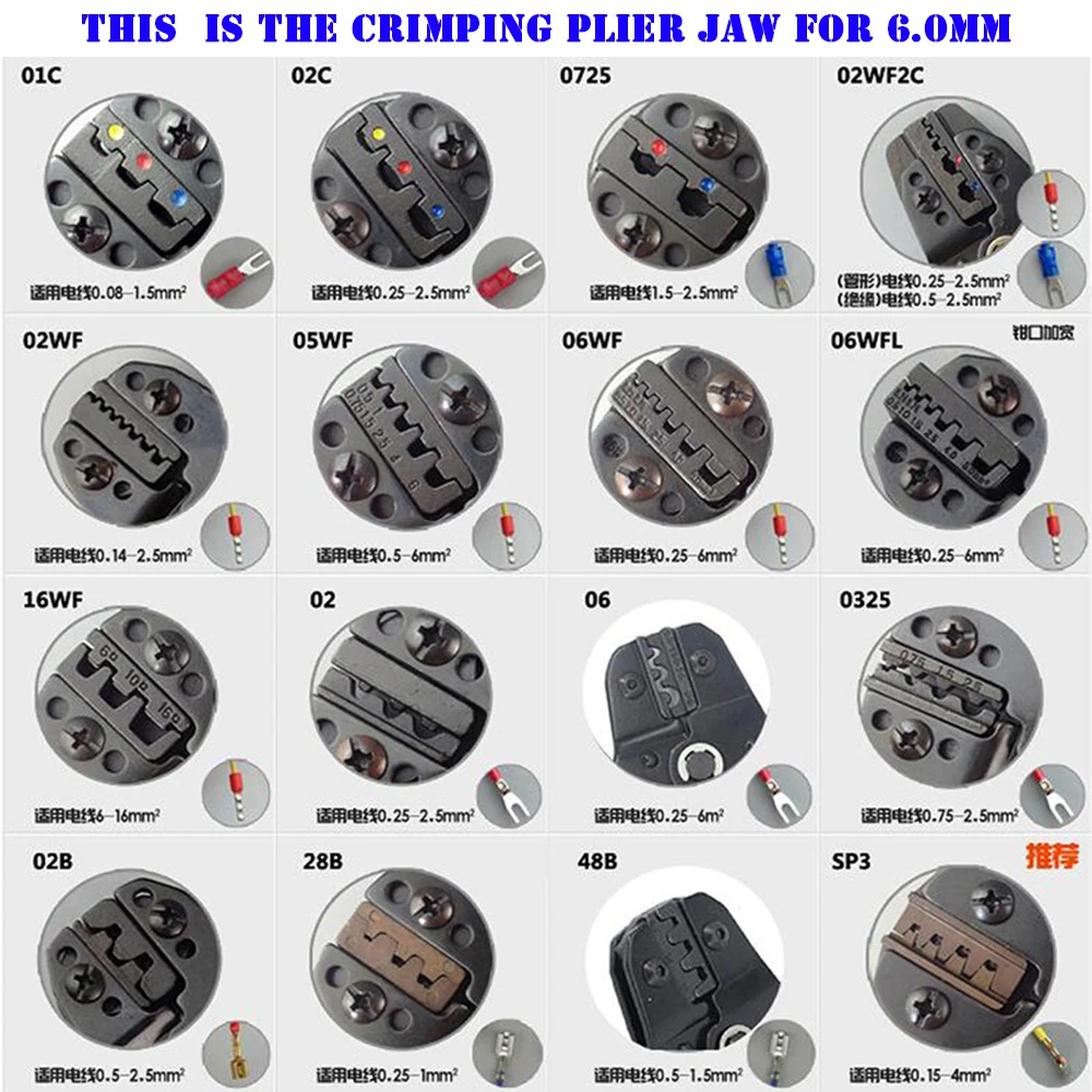 

SN Series Crimping Pliers Jaw SN48B / 28B / 02C / 0725 / 02WF2C / SP3 / 06W DuPont Bare Insulated Tubular Terminal Plug Spring