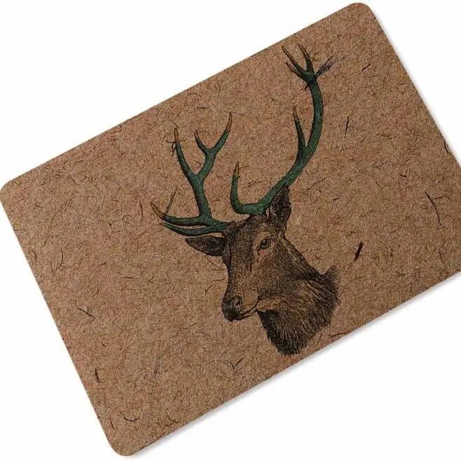 Vintage Elegant Deer Stag Floor Entry Door Mat Nordic Buck Antlers Welcome Doormat Rug Carpet Anti Slip Rubber Deers Home Decor