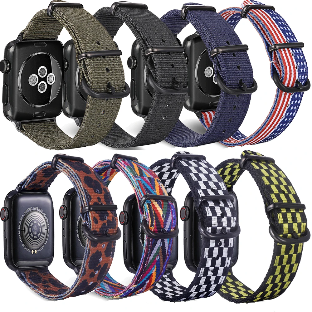 

Compatible Apple Watch Nylon Band Strap Vogue Wrist Band Strap Army Green American Flag Sport Style Series 7/SE/6/5/4/3/2/1