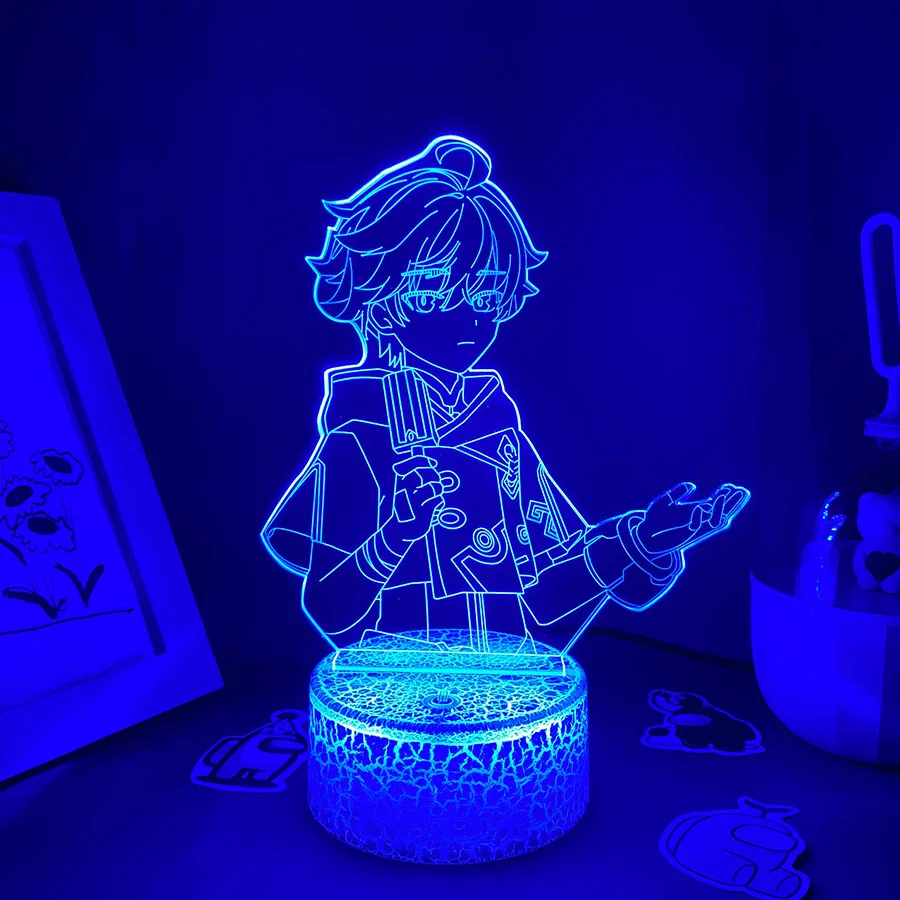 Gra Genshin Impact rysunek Chongyun 3D lampa Lava Led lampka nocna fajny prezent dla przyjaciół dekoracja sypialni Manga gra Genshin Impact