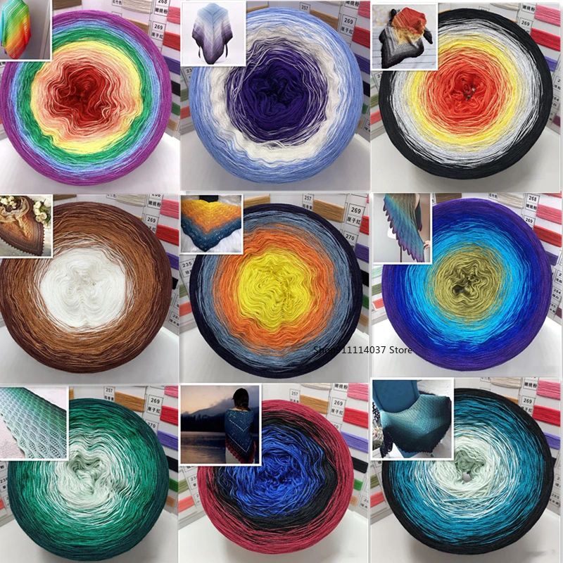 300g Rainbow Gradient ciasto przędzy organicznej bawełny włóczka mieszana wiosna/lato szydełka spódnica szal koronki linii DIY ręcznie tkane przędzy