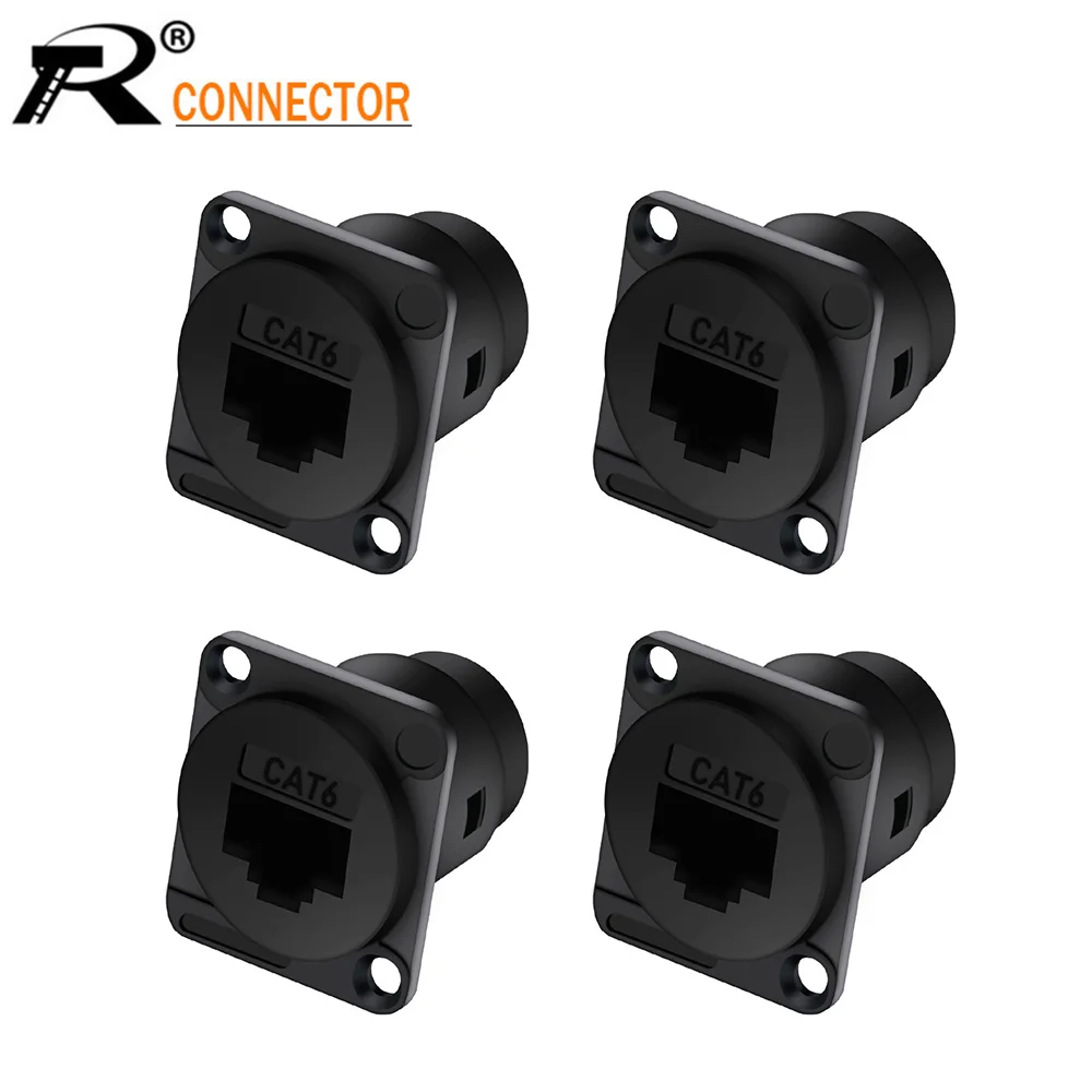 4Pcs/Lot RJ45 Ethernet Connector D-type Connectors Panel Mount Classis Connector Soldering Cat.6 Terminal 8P8C