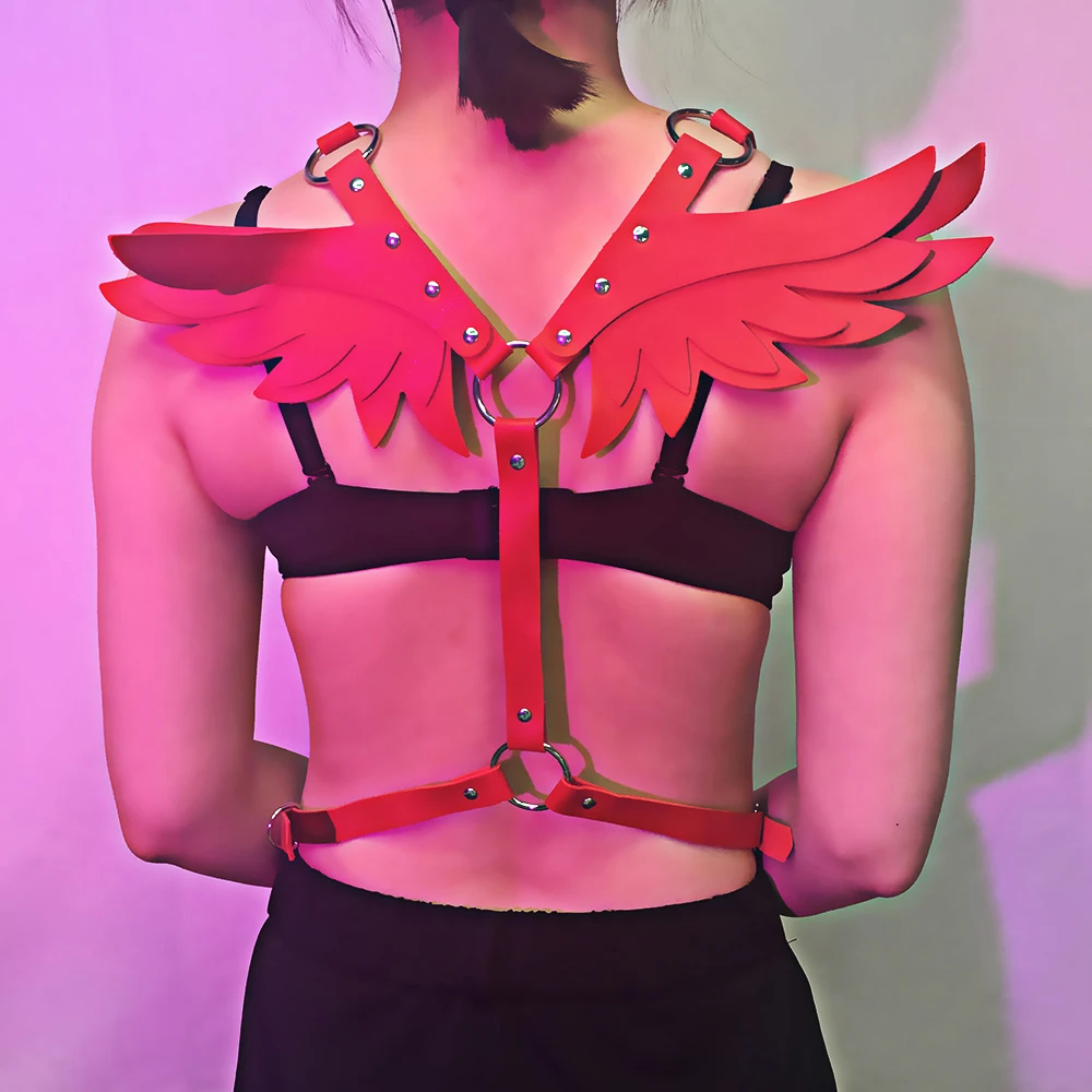 

BAFEI Angel Wings Body Bondage Chest Leather Harness Women Belts Erotic Sexy Lingerie Cage Bra Harajuku Suspenders Goth Clothes