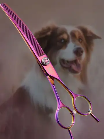 Fenice high-end 7.25 inch professional dog grooming scissors curved thinning shears for dogs & cats animal hair tijeras tesoura