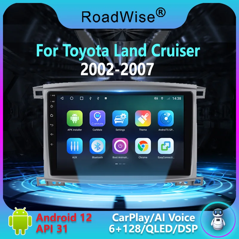 Roadwise 8+256 Car Radio For Toyota LAND CRUISER LC 100 2002 - 2007 Lexus LX470 2 2002 - 2007 4G Android DVD 2din GPS DSP Stereo