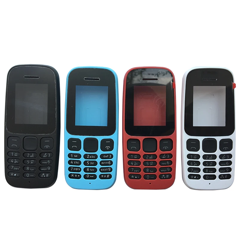 For Nokia 105 2017 TA-1010 Plastic New Full Housing Battery Cover+Front Frame+English Keypad+Logo