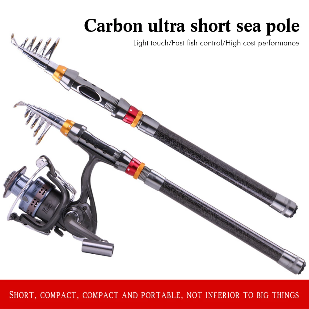 Carbon Fiber Telescopic Fishing Rod Portable Spinning Fishing Rod Pole Travel Sea Boat Rock Fishing Rod