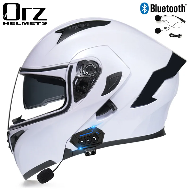 DOT Certification Motorcycle Flip Up Motorcycle Helmet with Bluetooth Anti Fog Lens Moto Motorbike Helmet Bonnet Moto Accesorios